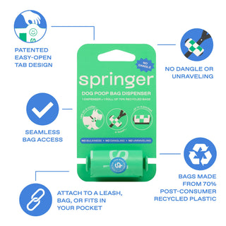 Premium Dog Poop Bag Dispenser + 15 Bags