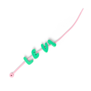 Baby Pink adjustable silicone charm strap with green letter charms